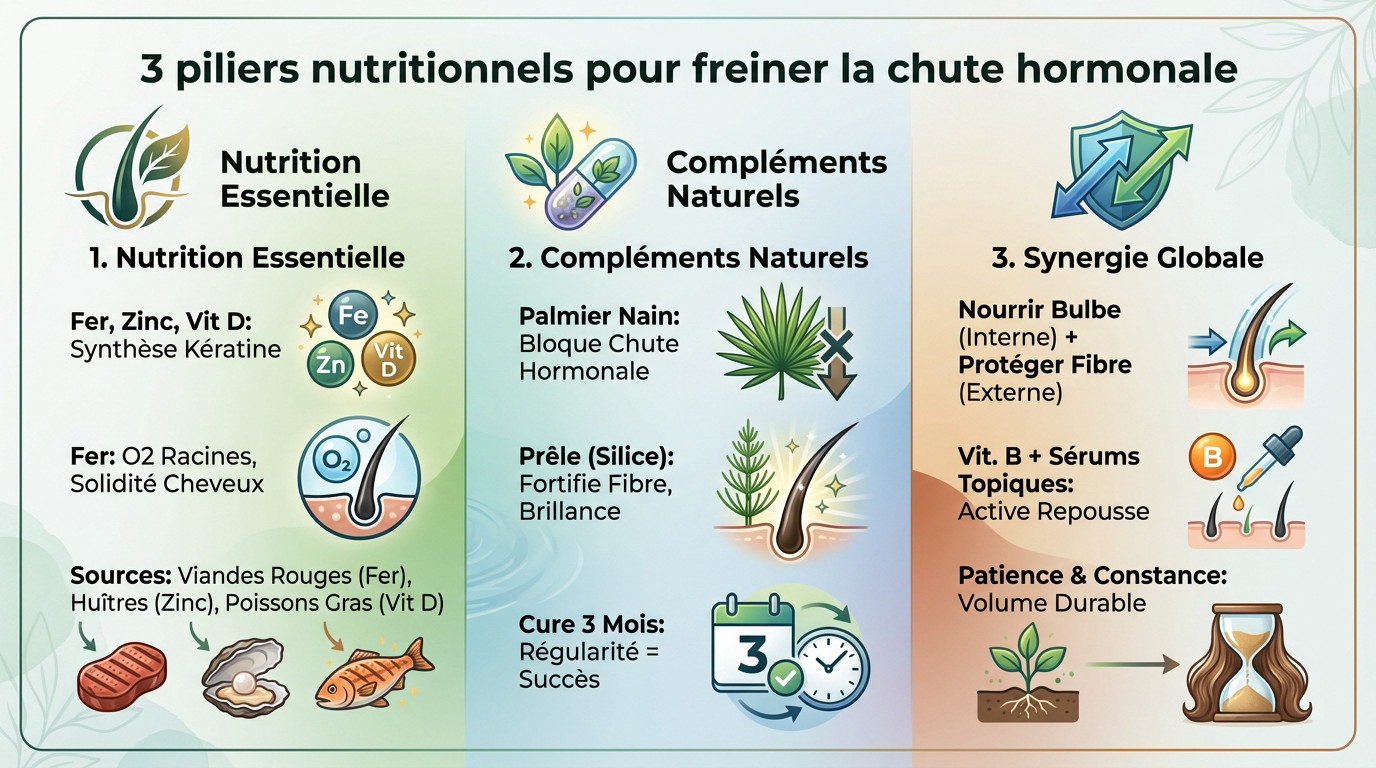 Aliments riches en fer et zinc pour freiner la chute de cheveux à la ménopause