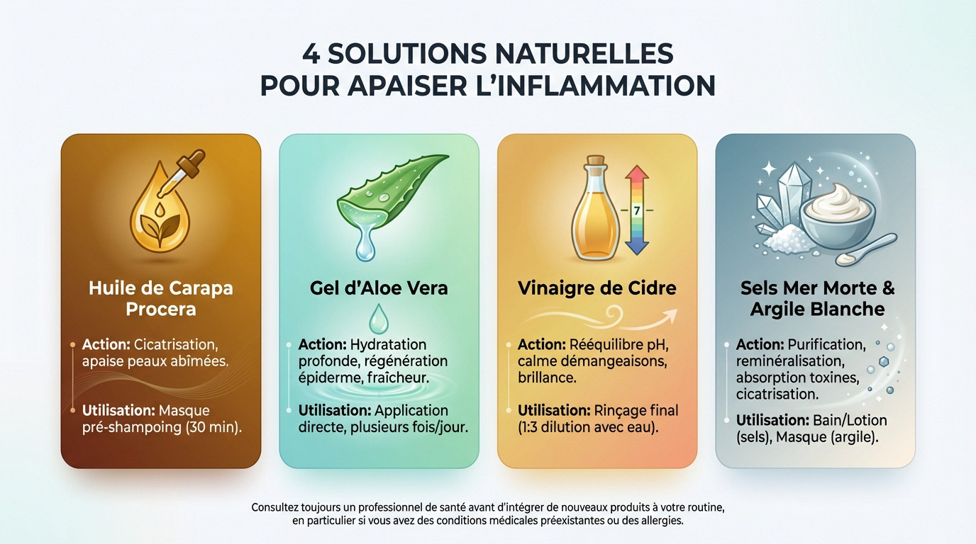 Application d'un soin naturel apaisant sur le cuir chevelu irrité par le psoriasis