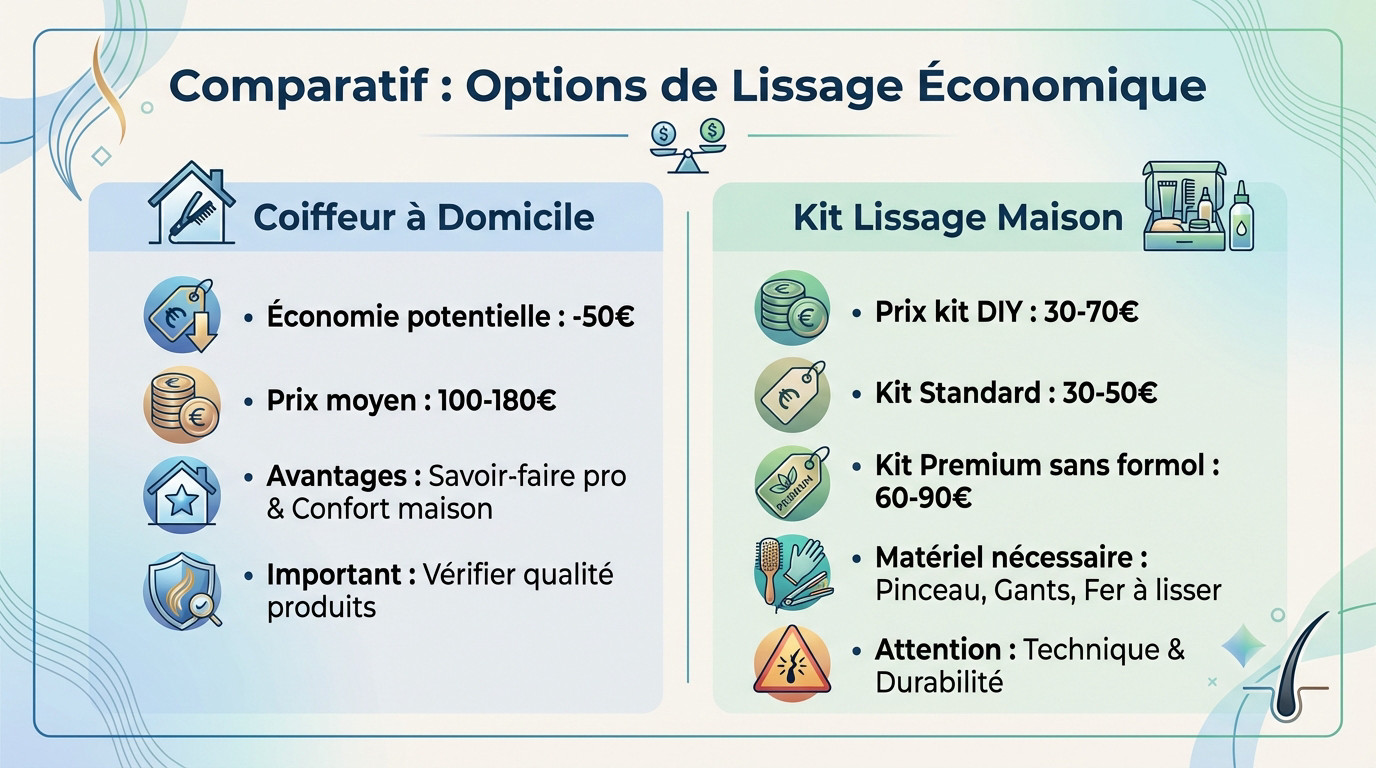 Comparatif des coûts du lissage brésilien : salon, domicile et kits DIY
