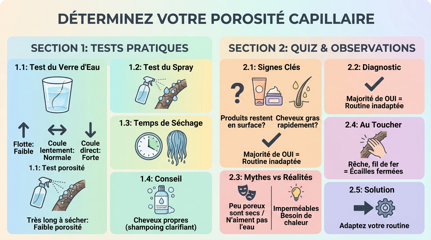 Illustration des différents niveaux de porosité capillaire : faible, moyenne et forte