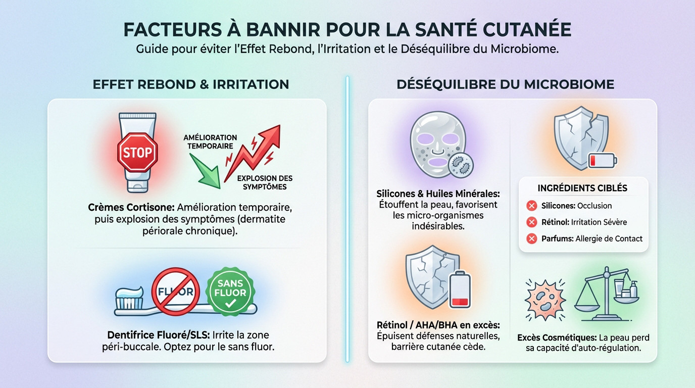Produits cosmétiques et dentaires à éviter pour soigner la dermatite périorale