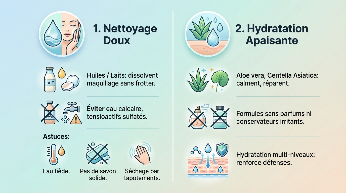 Application douce d'un soin naturel sur peau sensible