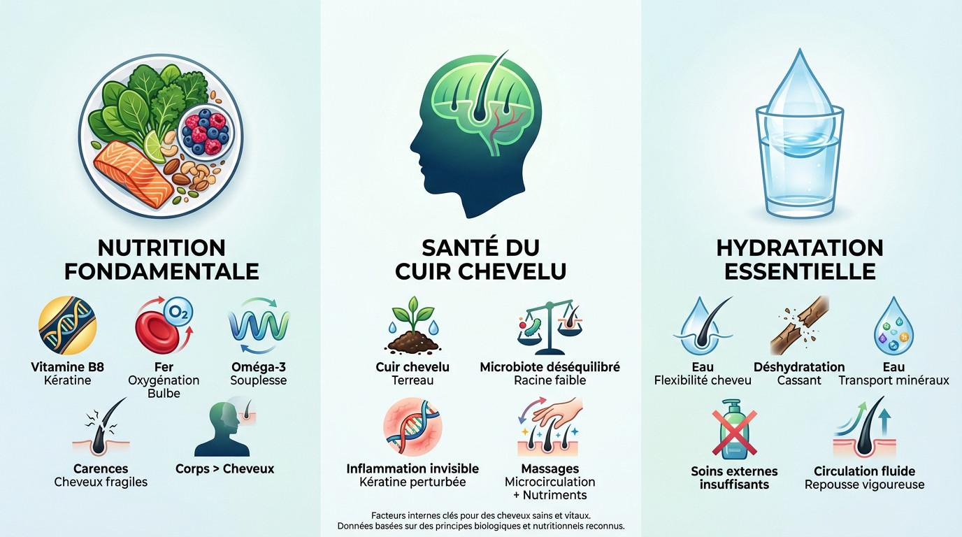 Aliments sains et nutriments essentiels pour renforcer la fibre capillaire de l'intérieur